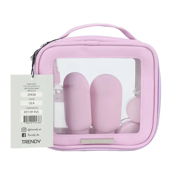 Kit de Viaje con Neceser Set x7 Frascos Trendy 29438 - Imagen 3